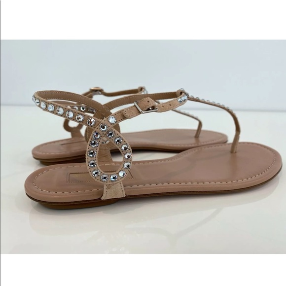 AQUAZZURA ALMOST BARE BEIGE CRYSTAL SANDALS SIZE IT 37.5 / US 7.5 NEW IN BOX! - Picture 8 of 16